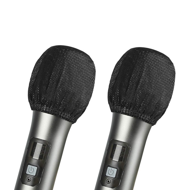 buluker 200 Pcs Disposable Microphone Cover Non-Woven Handheld Microphone Windscreen Protective Cap for Recording Room, KTV and Any Shared Environment (Black) - Image 2